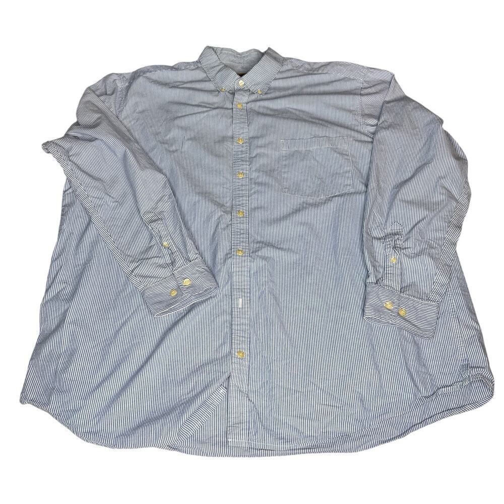The Foundry Men's size 2XLT Big & Tall Blue Stripe Button Down Long Sleeve Shirt - Picture 1 of 9